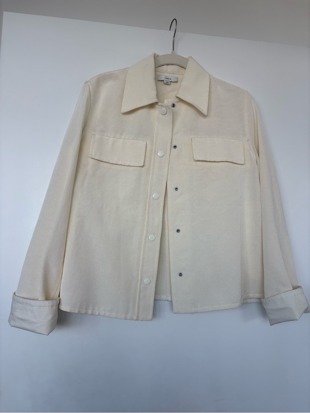 VINCE $328 Long-Sleeve snap front shirt shacket Ecru Sz M
